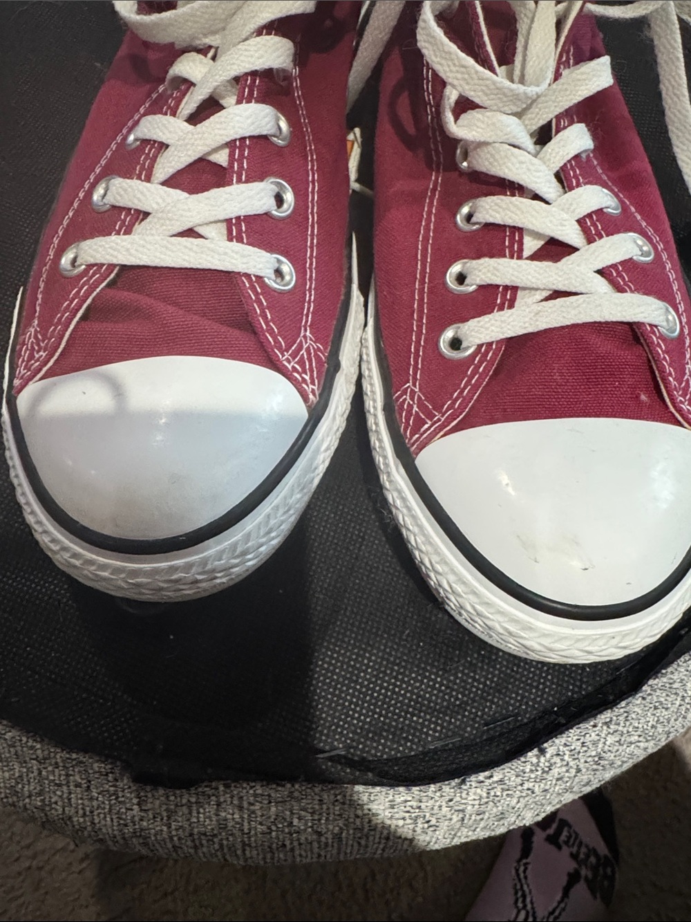 Converse High Top Sneakers - Burgundy and White - Picture 9 of 13